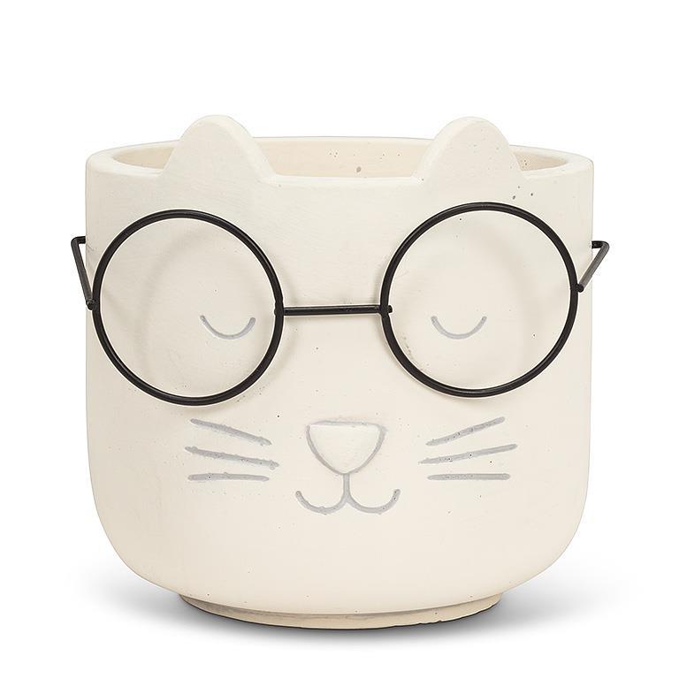 Cat Face Planter with Glasses